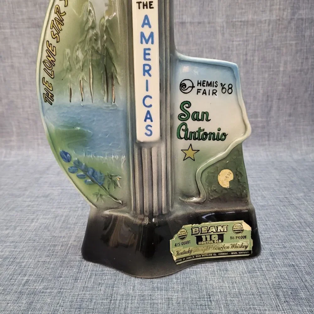 Vintage 1968 Jim Beam Bourbon Decanter San Antonio Fair Tower Of Americas Empty